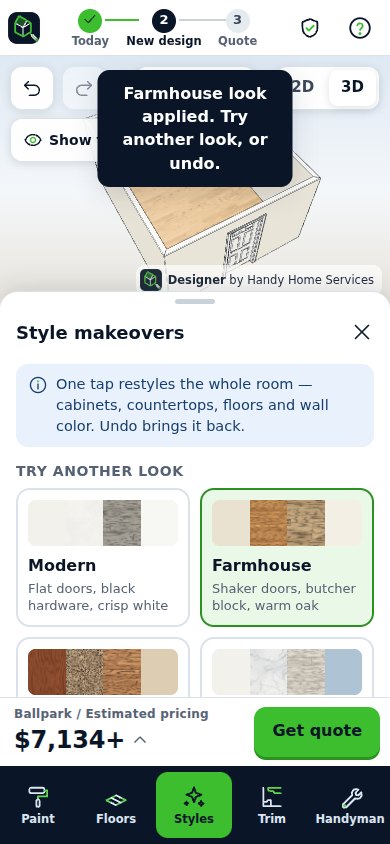 Designer app: one-tap style makeovers with a ballpark price